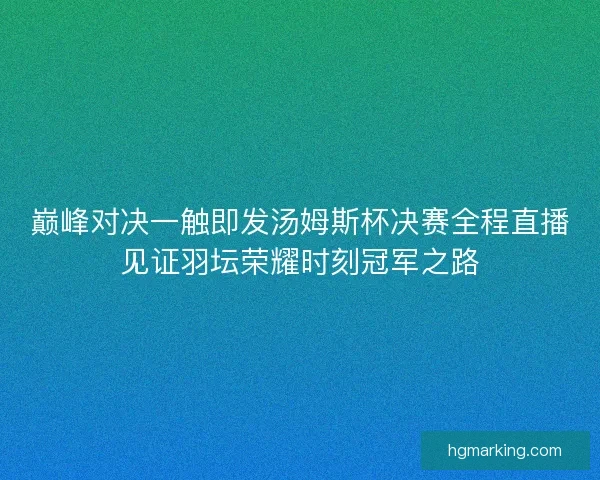 巅峰对决一触即发汤姆斯杯决赛全程直播见证羽坛荣耀时刻冠军之路 巅峰对决一触即发汤姆斯杯决赛全程直播见证羽坛荣耀时刻冠军之路